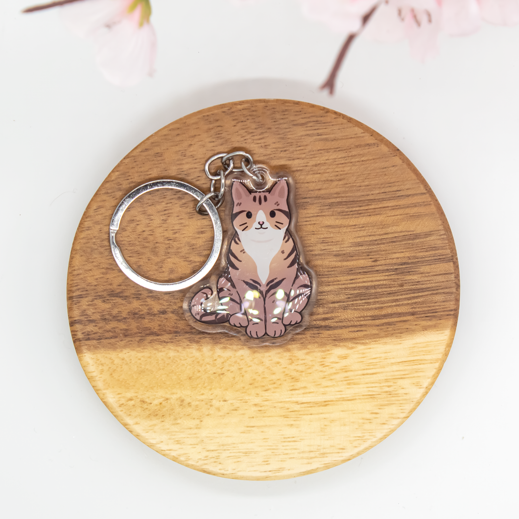 Brown Tabby Cat Keychain Epoxy/Acrylic Keychain
